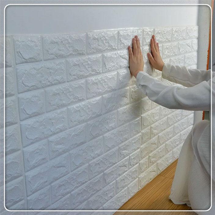 Hot PE Foam 3D Wallpaper Embossed Brick Stone DIY ملصقات